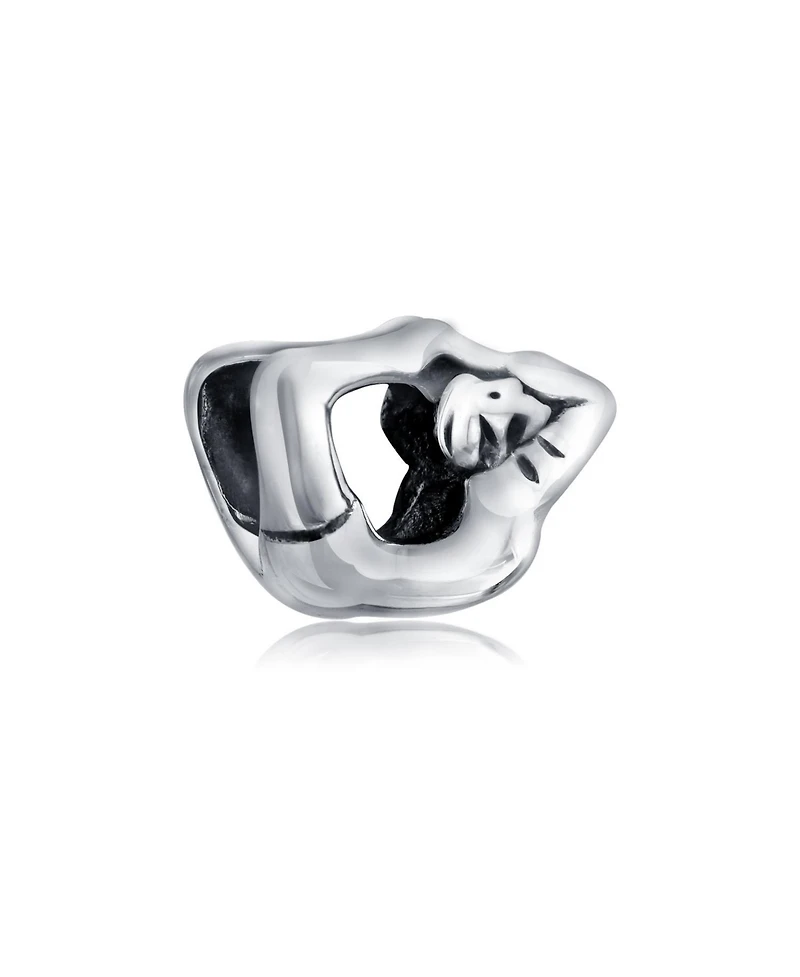 Bling Jewelry Set of 2 Black White Yin Yang Yogi Gymnastics Yoga Pose Charm Bead Enamel Silver