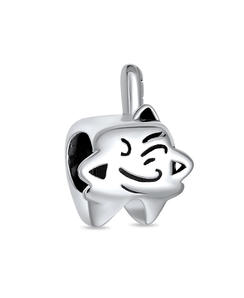 Bling Jewelry Set of 2 Smiling Tooth and Fairy Dentist Charm Bead Oxidized Sterling Silver