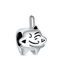 Bling Jewelry Set of 2 Smiling Tooth and Fairy Dentist Charm Bead Oxidized Sterling Silver