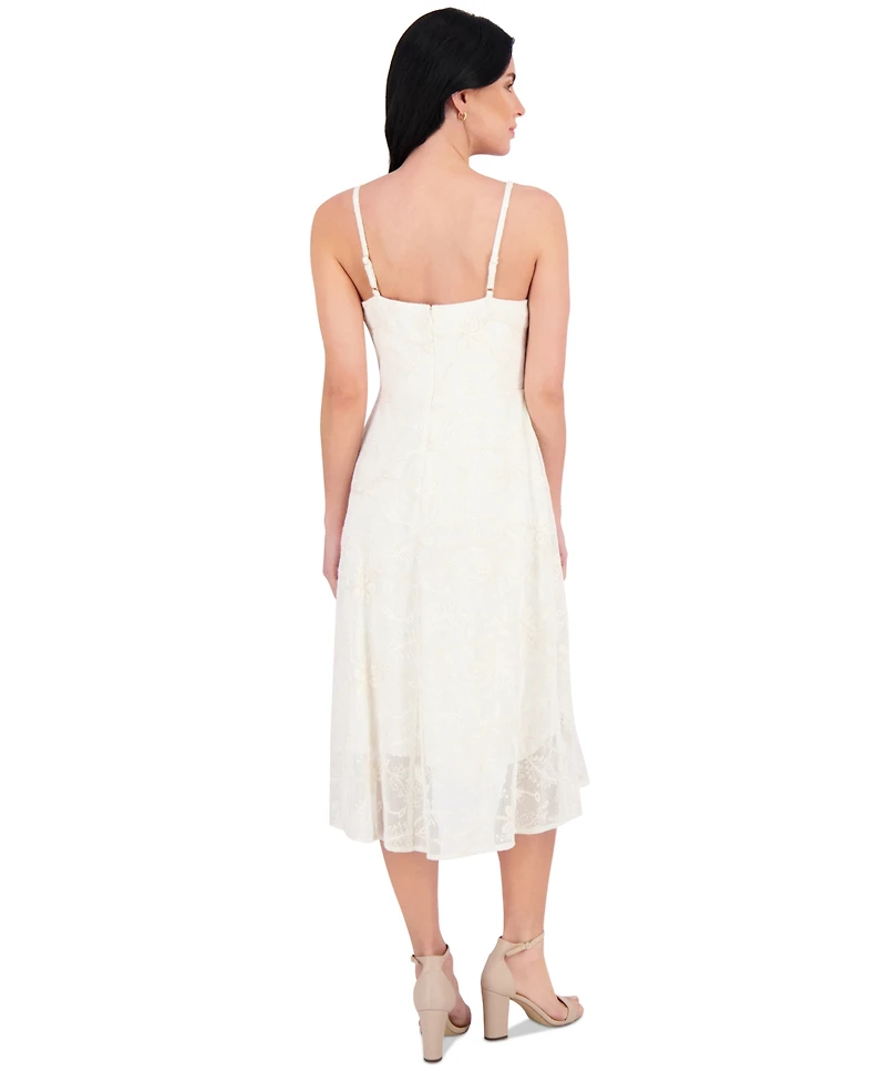 kensie Women's Ruffled Lace High-Low Midi Dress