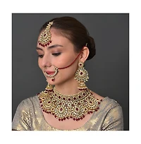 Sohi Women's Gold Plated Kundan Beaded Jewellery Set