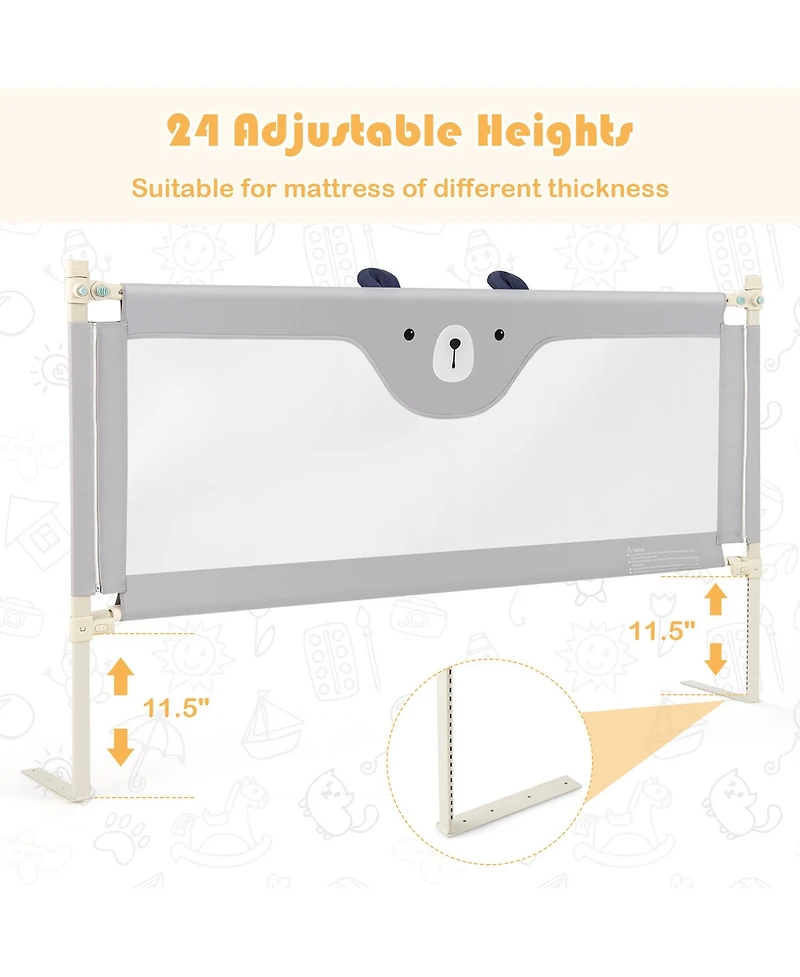 Costway Toddler 69'' Bed Rails Vertical Lifting Bedrail Guard with Lock