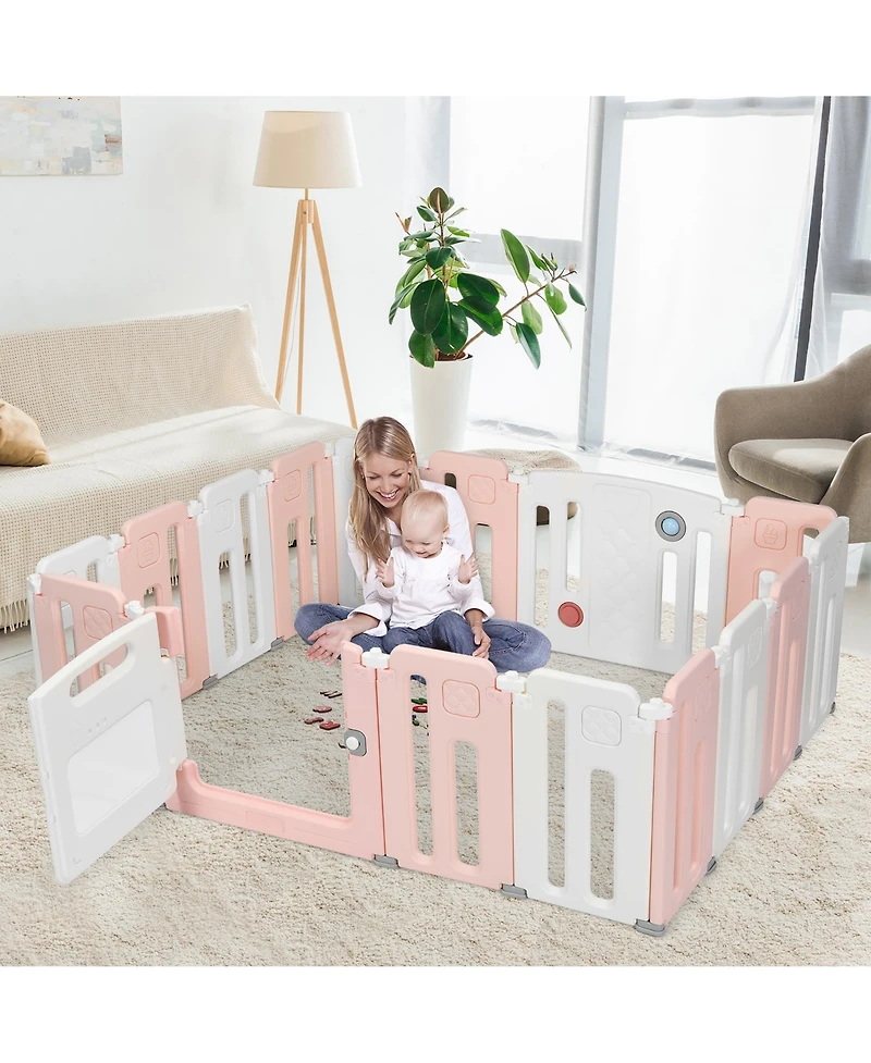 Costway Baby 16 Panels Safety Playpen Safety Activity Play Center