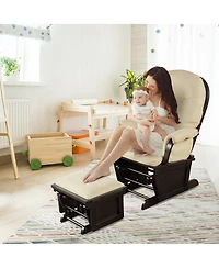 Costway Baby Nursery Relax Rocker Rocking Chair Glider & Ottoman Set w/Cushion
