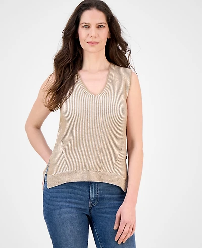 Nautica Jeans Women's Pleated V Neck Sweater