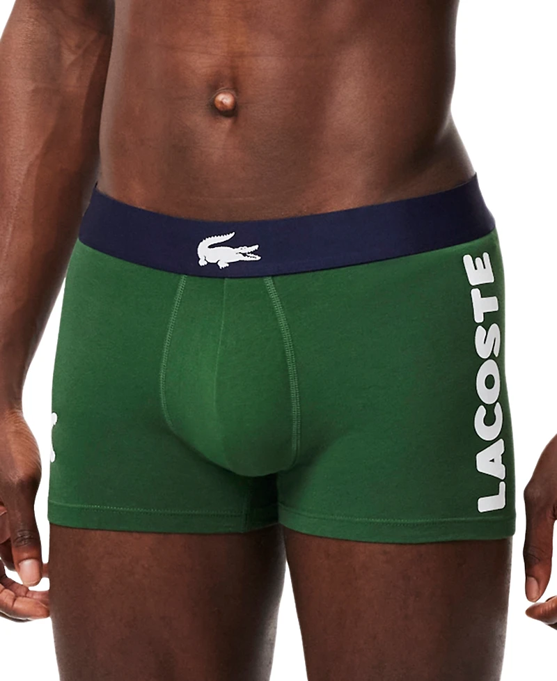 Lacoste Men's 3-Pack Regular-Fit Big Croc Logo Trunk Underwear