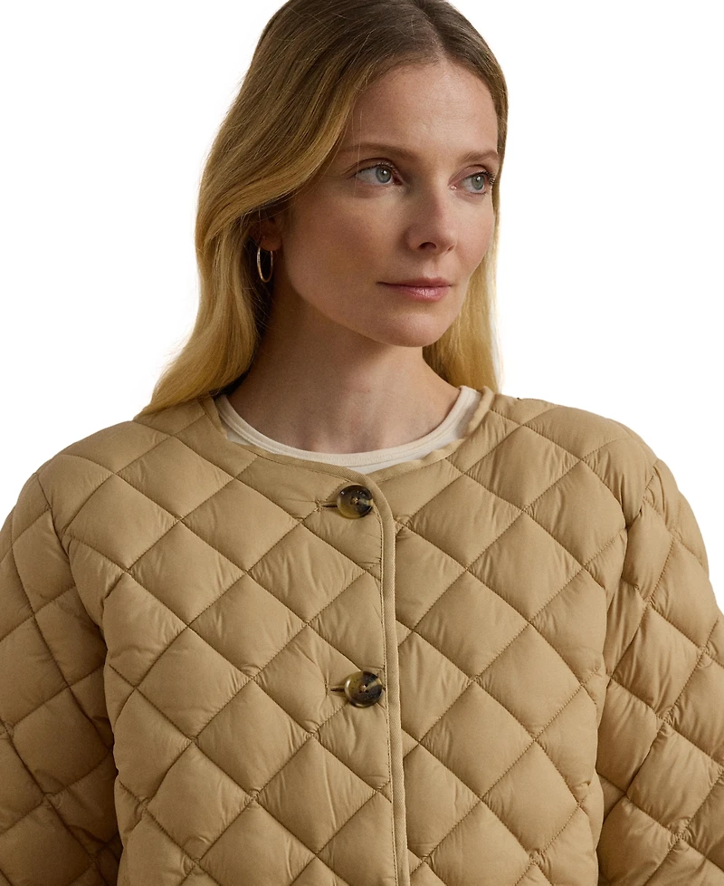 Lauren Ralph Lauren Women's Button-Front Collarless Coat
