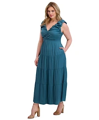 Siena Plus V-Neck Sleeveless Tiered Maxi Dress