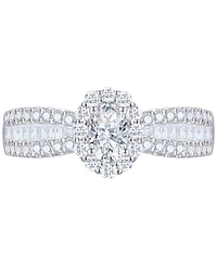 Diamond Oval Halo Three Row Engagement Ring (1 ct. t.w.) 14k Yellow or White Gold