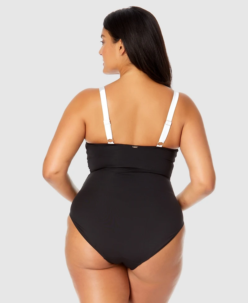 Anne Cole Plus Size Mesh-Trim One-Piece Swimsuit
