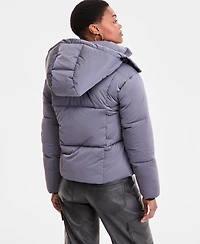 Steve Madden Women's Cropped Hooded Puffer Coat