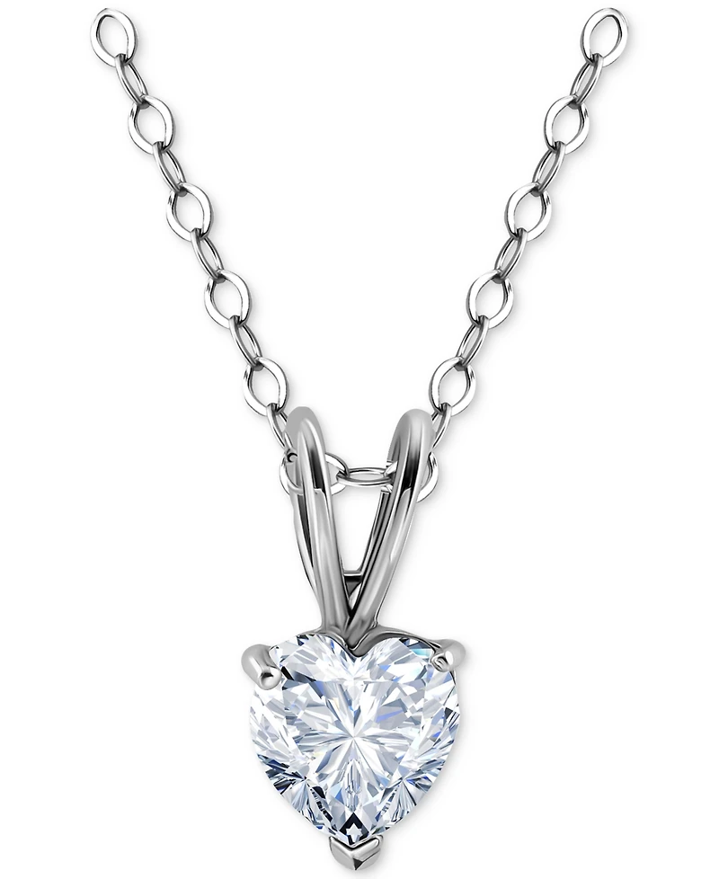 Giani Bernini Cubic Zirconia Heart Pendant Necklace 18k Gold-Plated Sterling Silver (also Silver), 16" + 2" extender, Exclusively at Ma