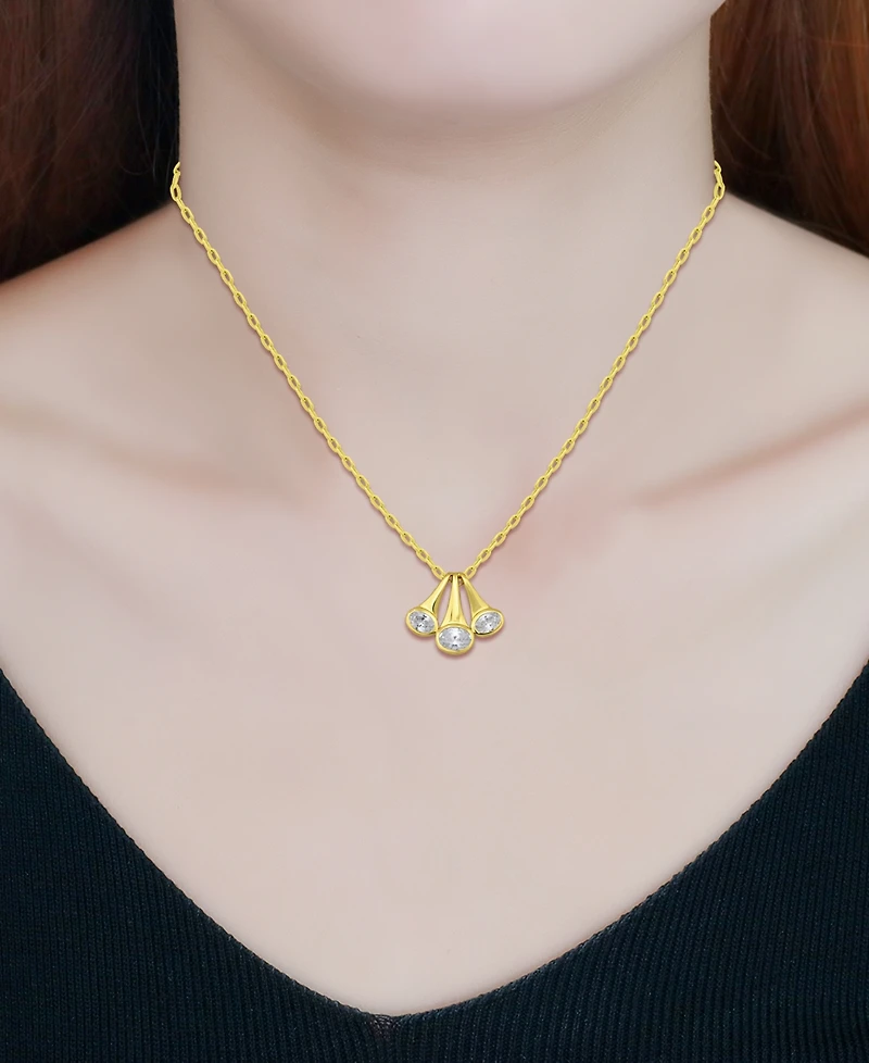 Giani Bernini Cubic Zirconia Triple Horn Pendant Necklace 18k Gold-Plated Sterling Silver (also Silver), 16" + 2" extender, Exclusively
