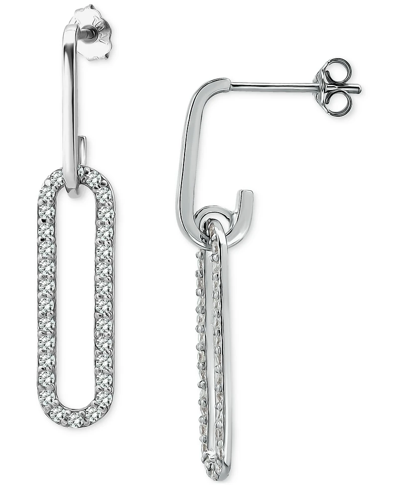 Giani Bernini Cubic Zirconia Oval Paperclip Link Drop Earrings, Exclusively at Macy's