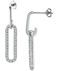 Giani Bernini Cubic Zirconia Oval Paperclip Link Drop Earrings, Exclusively at Macy's