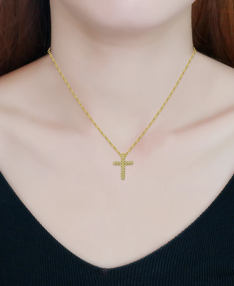 Giani Bernini Cubic Zirconia Cross Pendant Necklace, 16" + 2" extender, Exclusively at Macy's