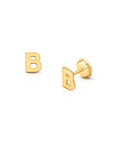 Tiny Blessings Children's 14k gold Initial Studs Girls' Screw Back Earrings