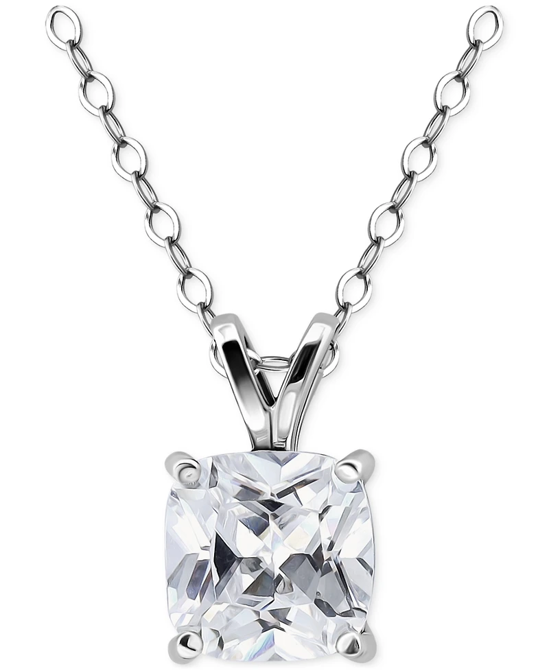 Giani Bernini Cubic Zirconia Cushion Solitaire Pendant Necklace, 16" + 2" extender, Exclusively at Macy's