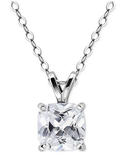 Giani Bernini Cubic Zirconia Cushion Solitaire Pendant Necklace, 16" + 2" extender, Exclusively at Macy's