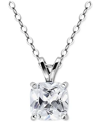 Giani Bernini Cubic Zirconia Cushion Solitaire Pendant Necklace, 16" + 2" extender, Exclusively at Macy's