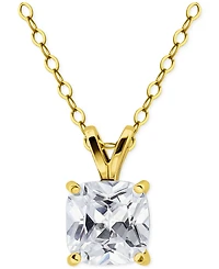Giani Bernini Cubic Zirconia Cushion Solitaire Pendant Necklace, 16" + 2" extender, Exclusively at Macy's