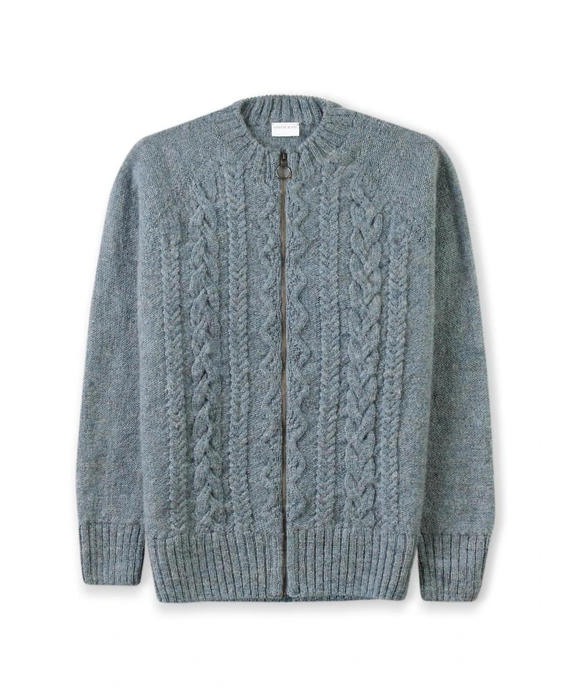 Celtic & Co. Women's Wool Zip Cardigan with Cable Knit