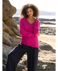 Celtic & Co. Women's Geelong Wool Slouch V-Neck Sweater