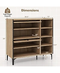 Shoe Storage Cabinet with Flip-Up Doors – Clear Panels and Adjustable Tiers for Versatile Organization