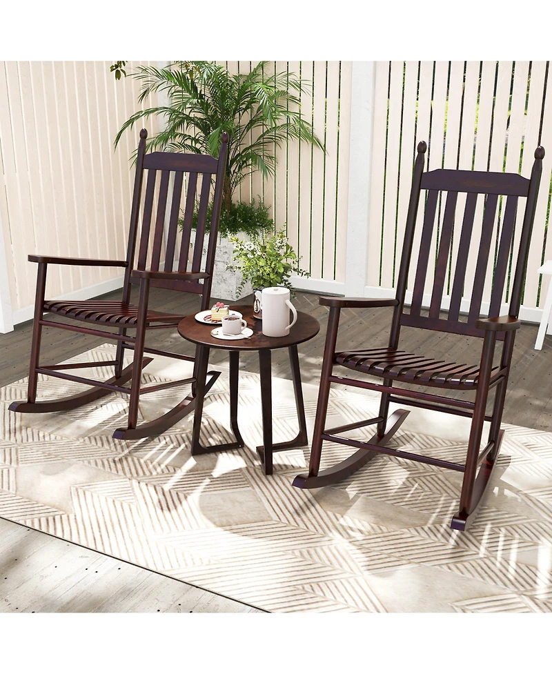 Weather-Resistant Acacia Rocking Chair – Outdoor High-Back Rocker with Ergonomic Design and Solid Base