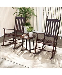 Weather-Resistant Acacia Rocking Chair – Outdoor High-Back Rocker with Ergonomic Design and Solid Base