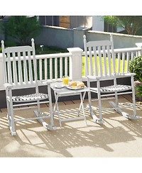 Weather-Resistant Acacia Rocking Chair – Outdoor High-Back Rocker with Ergonomic Design and Solid Base