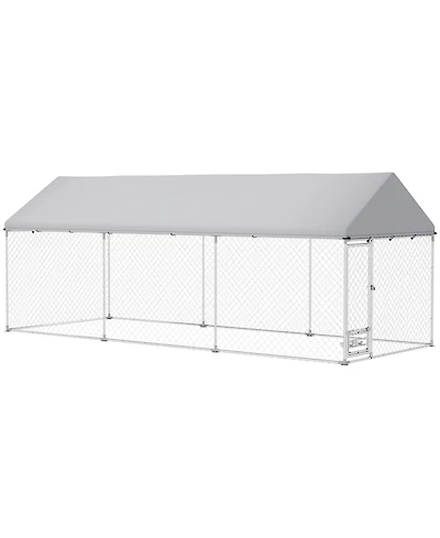 PawHut Dog Run with Adjustable & Rotatable Bowls, 19.7' x 7.5' x 7.5'