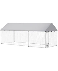PawHut Dog Run with Adjustable & Rotatable Bowls, 19.7' x 7.5' x 7.5'