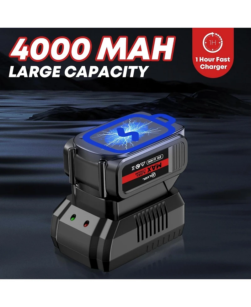 Silvel Cordless Impact Wrench, Max 500N.m Brushless Impact Gun 1/2 inch, 4.0Ah Battery, 6 Sockets