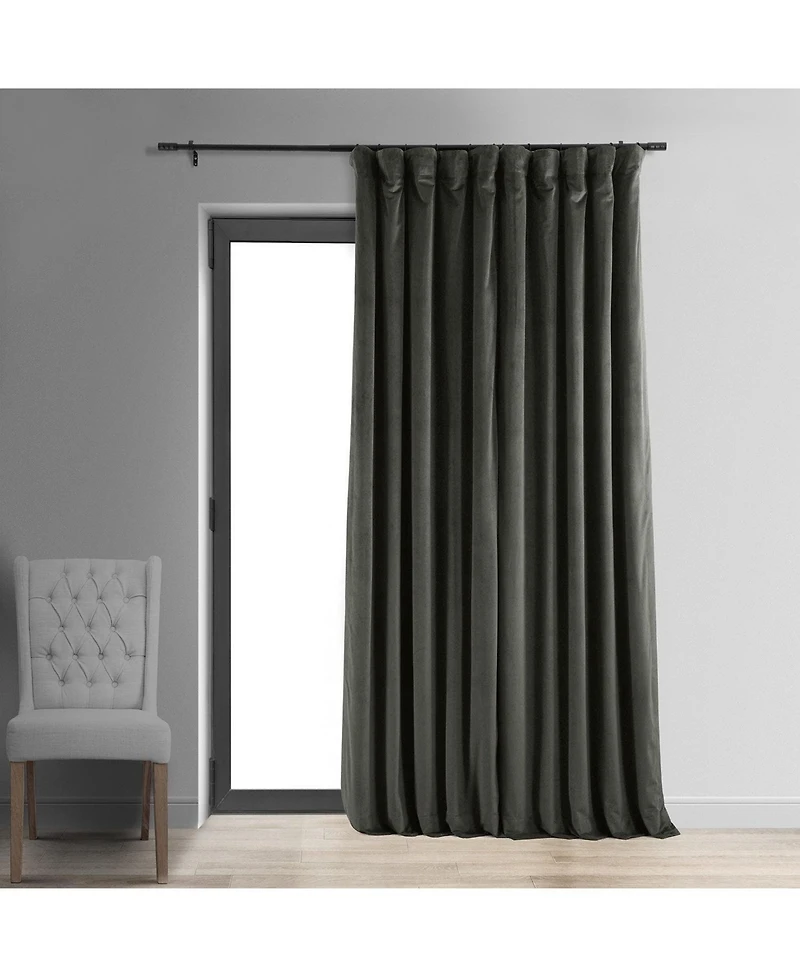 Half Price Drapes Gunmetal Grey Signature Extra Wide Velvet Blackout Curtain