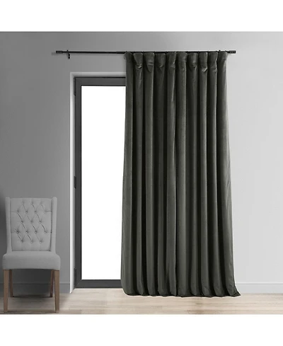 Half Price Drapes Gunmetal Grey Signature Extra Wide Velvet Blackout Curtain
