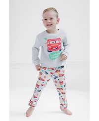 Cars Baby Boys Disney Mickey Mouse Lion King Winnie the Pooh Waffle Knit Drop Shoulder Sweatshirt and Jogger Pants Set