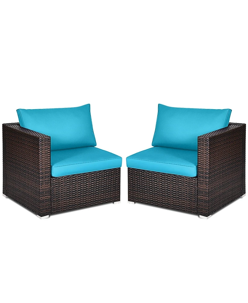 Gymax 4PCS Rattan Corner Sofa Set Patio Outdoor Furniture Set w/ Cushions