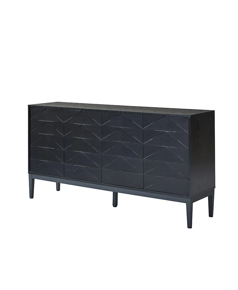 Dennis Mid-Century Modern 63"Wide 4 Door Sideboard with Adjustable Shelves