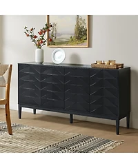 Dennis Mid-Century Modern 63"Wide 4 Door Sideboard with Adjustable Shelves