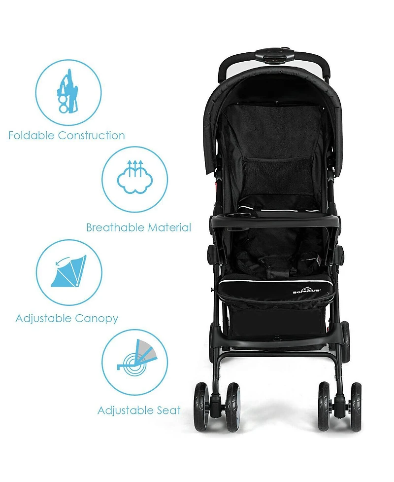 Costway Toddler Foldable Lightweight Stroller Travel Pushchair 5-Point Safety System