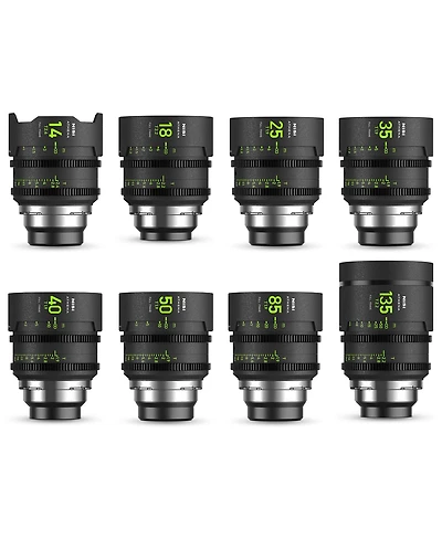 NiSi Athena Prime Cine Master 8-Lens Kit with 14mm T2.4, 25mm, 35mm, 40mm, 50mm, 85mm T1.9, 18mm, 135mm T2.2 Lens, Includes Filter Holder, Pl Mount