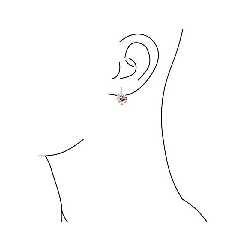 Bling Jewelry Set of 3 Multi Color Crystal Flower Gold Plated Drop Earrings Lever Back