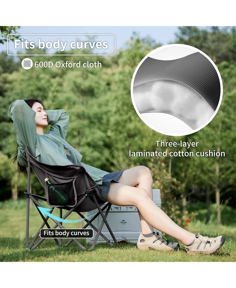 Naturehike Foldable Camping chair Can bear 110 kg Fishing Portable folding With armrest and two pockets