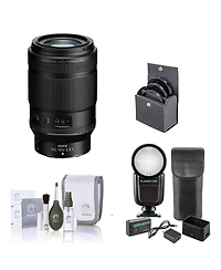 Nikon Nikkor Z Mc 105mm f/2.8 Vr S Lens, Bundle with Flashpoint Zoom Li-on X R2 Ttl On-Camera Round Flash Speedlight, 62mm Filter Kit, Cleaning Kit