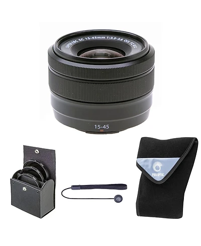 Fujifilm Xc 15-45mm f/3.5-5.6 Ois Pz Lens, Black, Bundle with 52mm Digital Essentials Filter Kit and 15x15" Lens Wrap