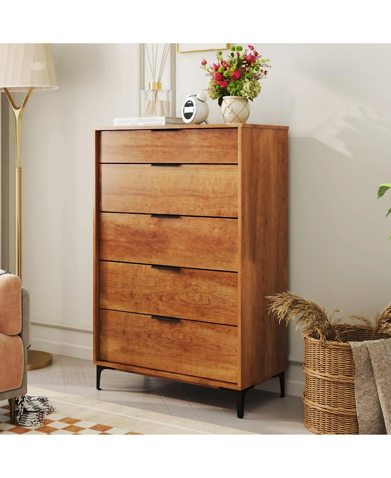 Interlock System 5-Drawer Dresser – Durable Storage for Bedroom, Living Room, or Closet Organization