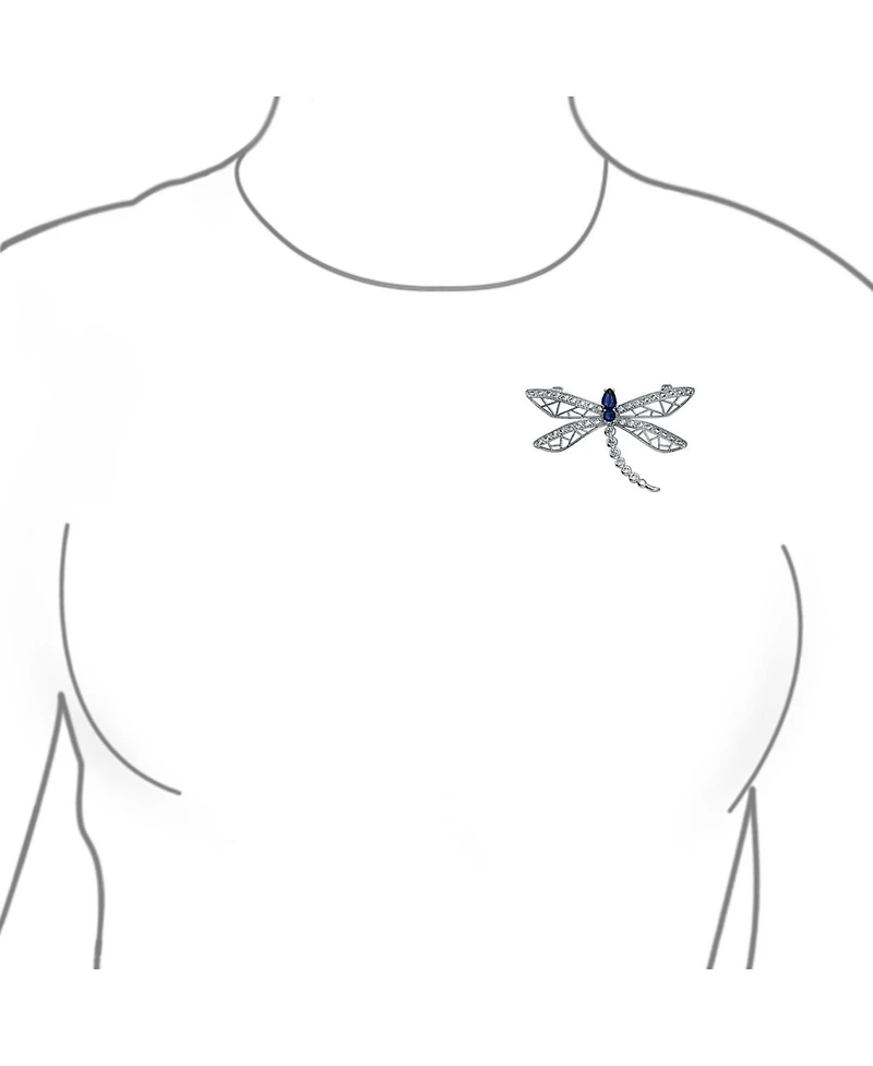 Bling Jewelry Sapphire Blue Cz Butterfly Dragonfly Brooch Pin Silver Plated