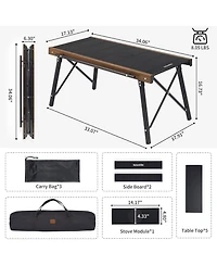 Naturehike Folding Igt Camping Table, Portable Outdoor Igt Cook System, Ultralight Aluminum Camp Table with Carry Bag for Car Camping Picnic