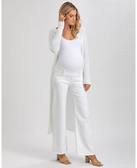 Pietro Brunelli Maternity Maternity Stonewashed High-Waist Wide-Leg Jeans